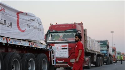 عبور الفوج الأخير من قافلة «زاد العزة» لغزة عبر معبر كرم أبوسالم |فيديو