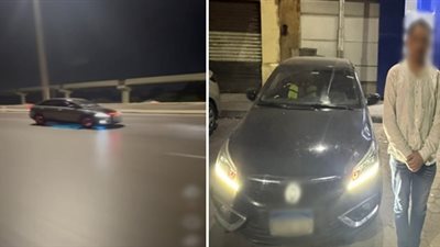 لحظة رعب على طريق المحور.. فيديو يرصد تهور سائق والجهاز الأمني يلاحقه