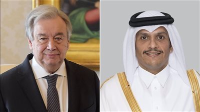 رئيس وزراء قطر يتلقى إتصال من جوتيريش ويثمن دور الدوحة في تيسير المفاوضات