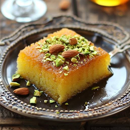 البسبوسة بالفستق والمكسرات