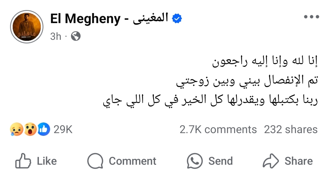 انفصال أحمد المغيني وزوجته