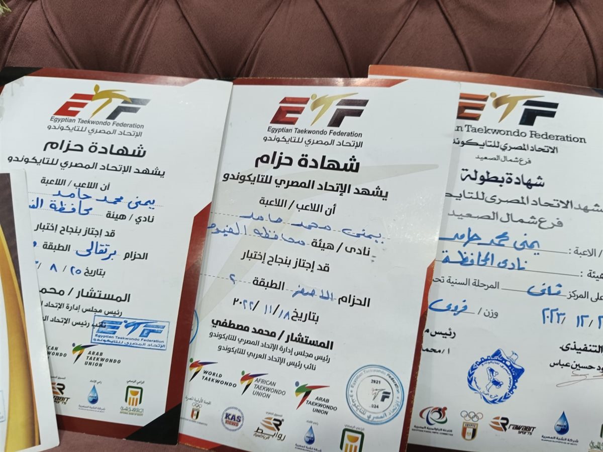 يمنى بنت الفيوم تتألق في التايكوندو وتحصد المركز الثاني جمهوريًا في
