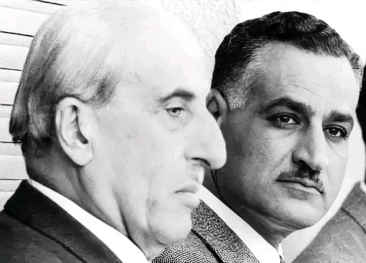 الرئيس جمال عبد الناصر ونظيره السوري شكري القوتلي