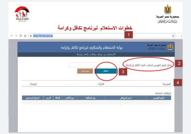 رابط الاستعلام عن معاشات تكافل وكرامة لـ شهر مارس 2025