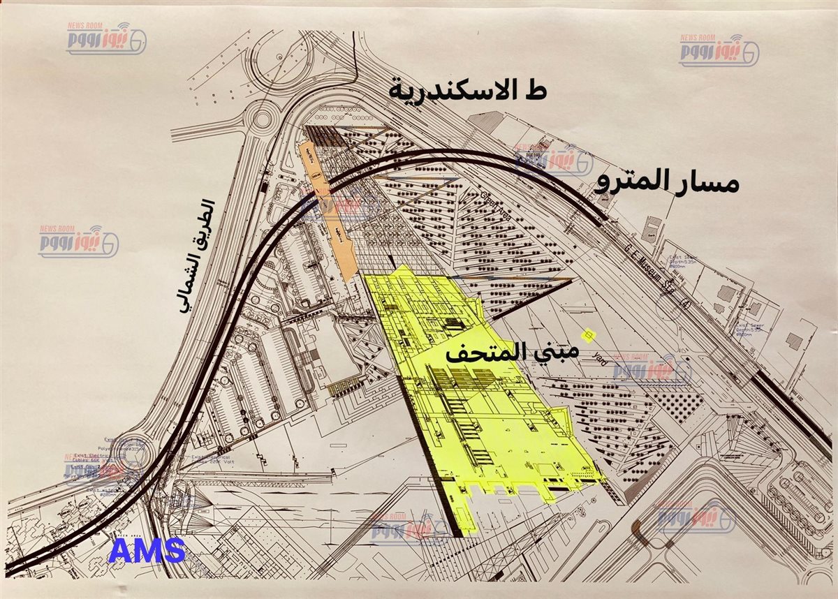 مخطط مرور نفق المترو اسفل المنطقة المحيطة بالمبني الرئيسي للمتحف