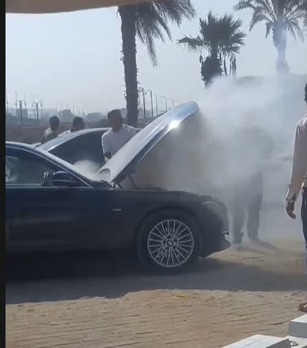 <strong>حريق سيارة الإعلامي أحمد شوبير </strong>