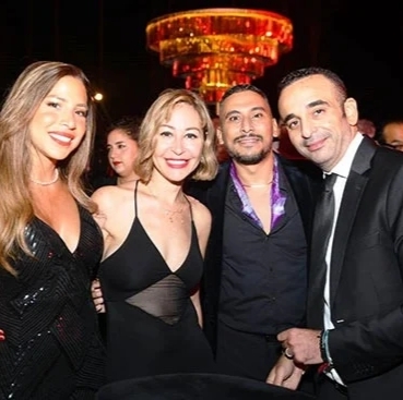 منة شلبي وأحمد الجنايني في حفل زفاف هادي الباجوري