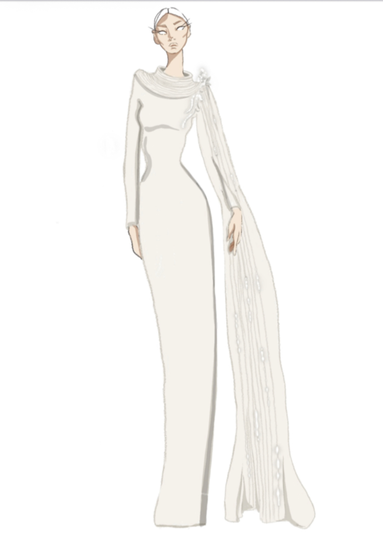 فستان آيه السيسي خلال التحضير