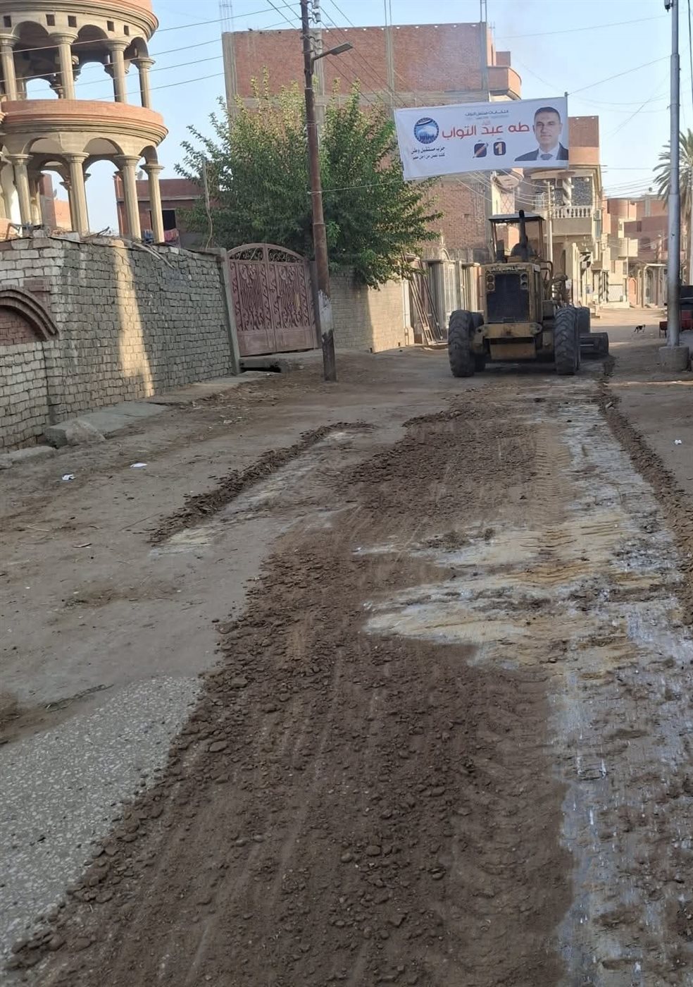 حملات مكبرة لتمهيد الطرق وصيانة الإنارة بالقرى وغرس أشجار بطريق بحيرة قارون ضمن مبادرة 100 مليون شجرة