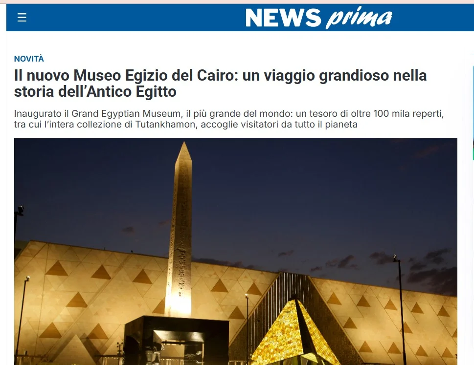 <strong>صحيفة إيطالية تشيد بالمتحف المصري الكبير</strong>