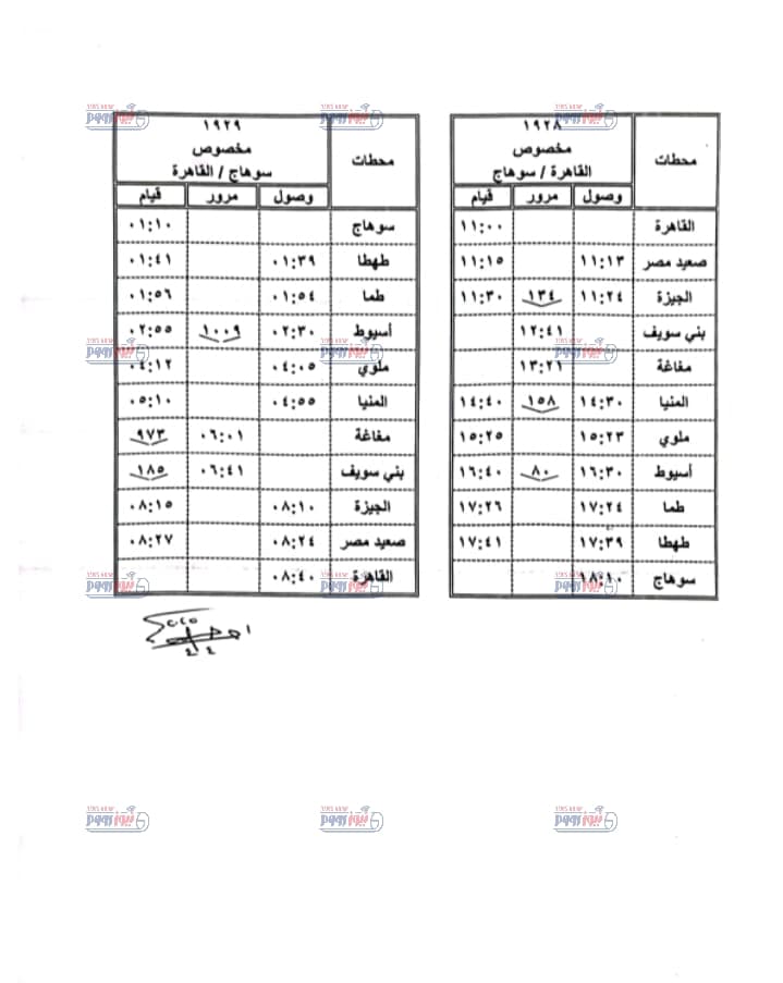 مواعيد قطارات العودة