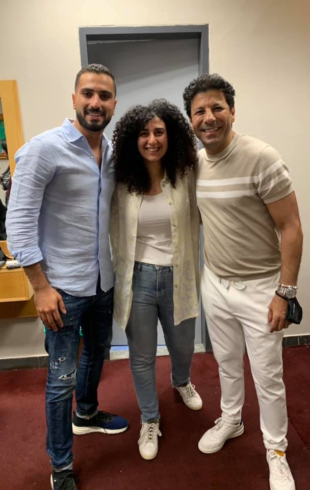 البروديوسر رنا حسانين مع الفنان إياد نصار والفنان محمد الشرنوبي