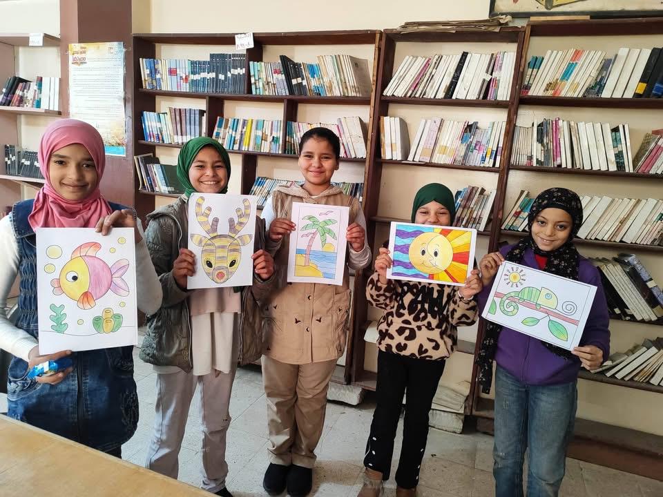 ألوان تبهج القلوب وتحرر طاقة الأطفال ورش رسم وتلوين في مكتبة اللاهون بالفيوم