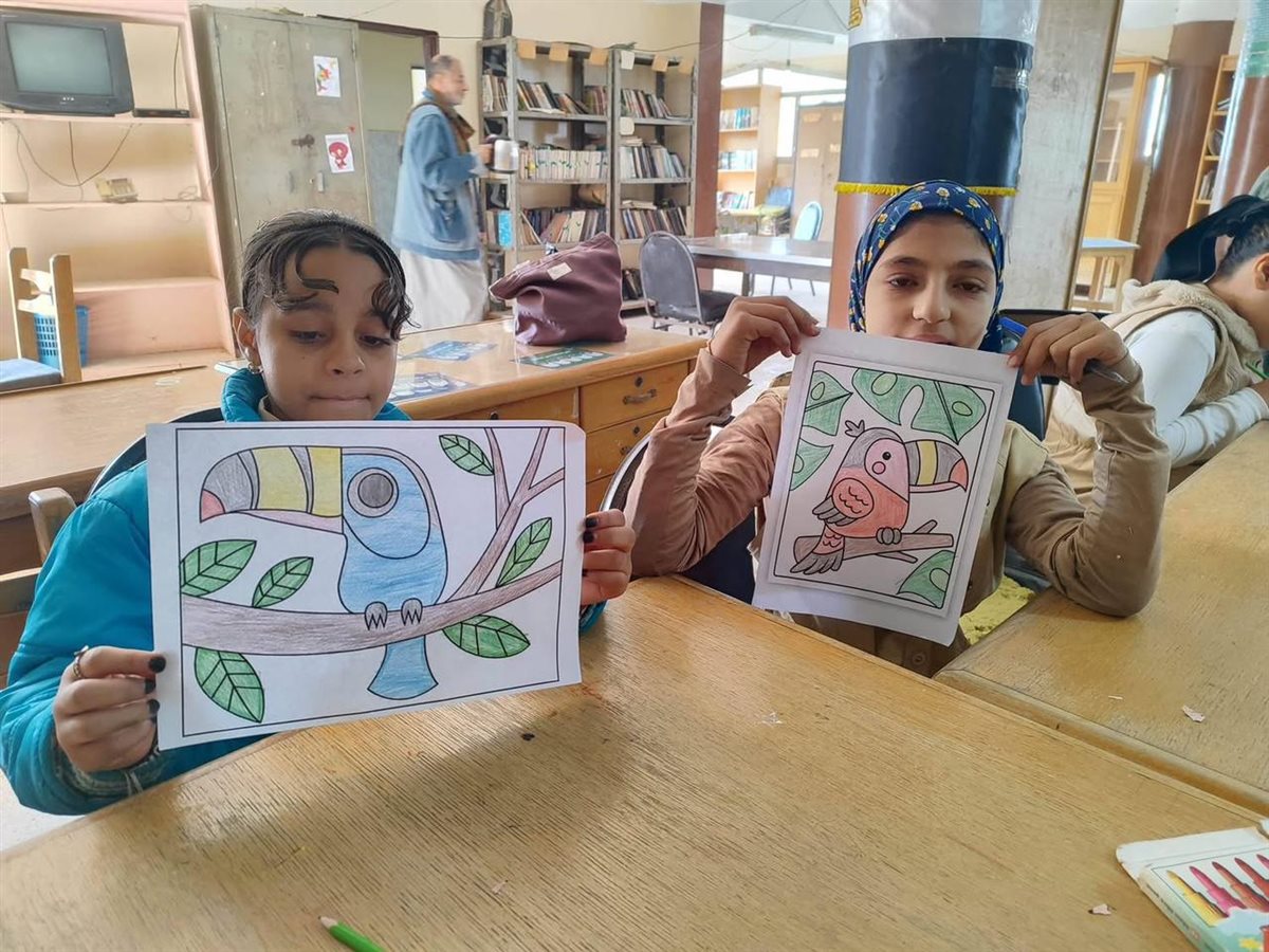 ألوان تبهج القلوب وتحرر طاقة الأطفال ورش رسم وتلوين في مكتبة اللاهون بالفيوم
