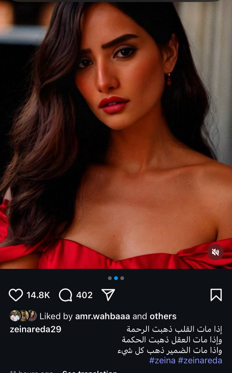 منشور الفنانة زينة