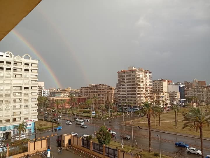 قوس قزح في سماء بورسعيد