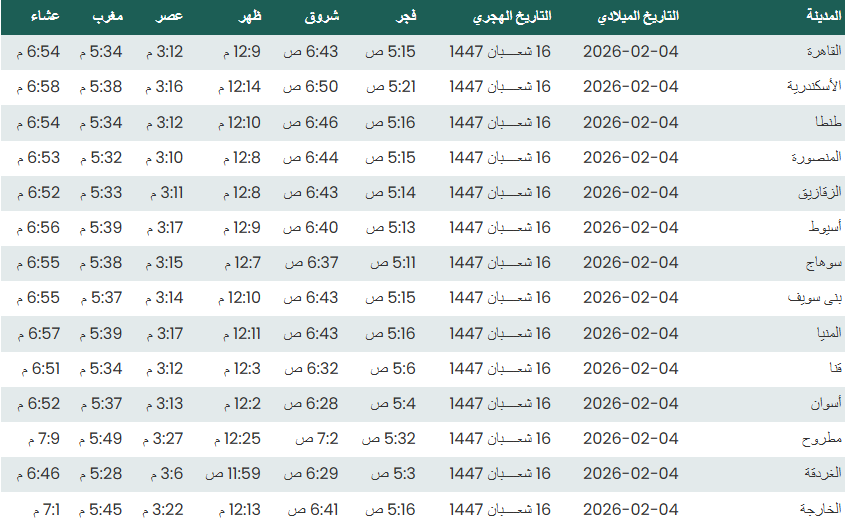 مواقيت الصلاة&nbsp;