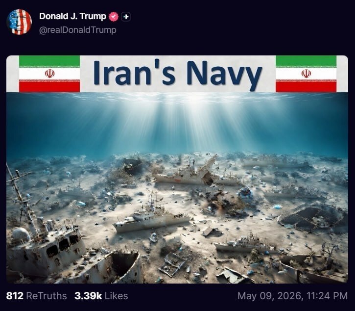 <strong>ترامب ينشر صورًا توثق غرق السفن الإيرانية</strong>