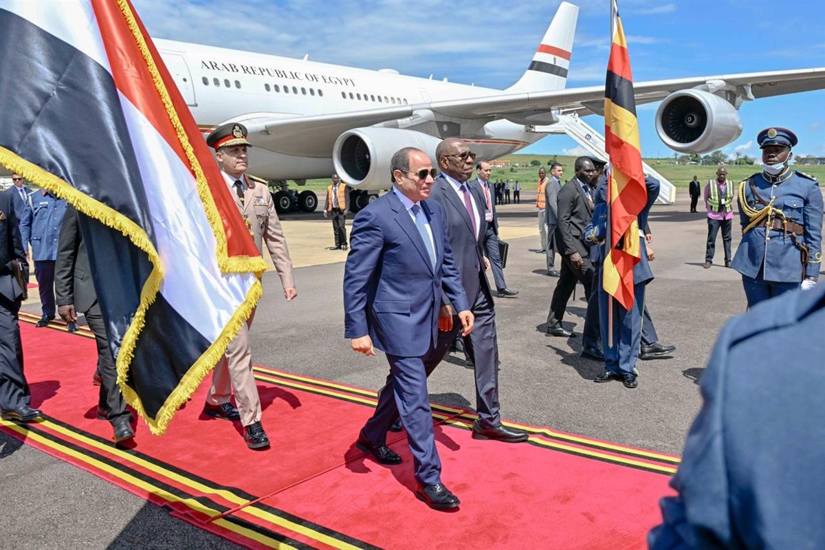 جانب من وصول الرئيس السيسي لأوغندا