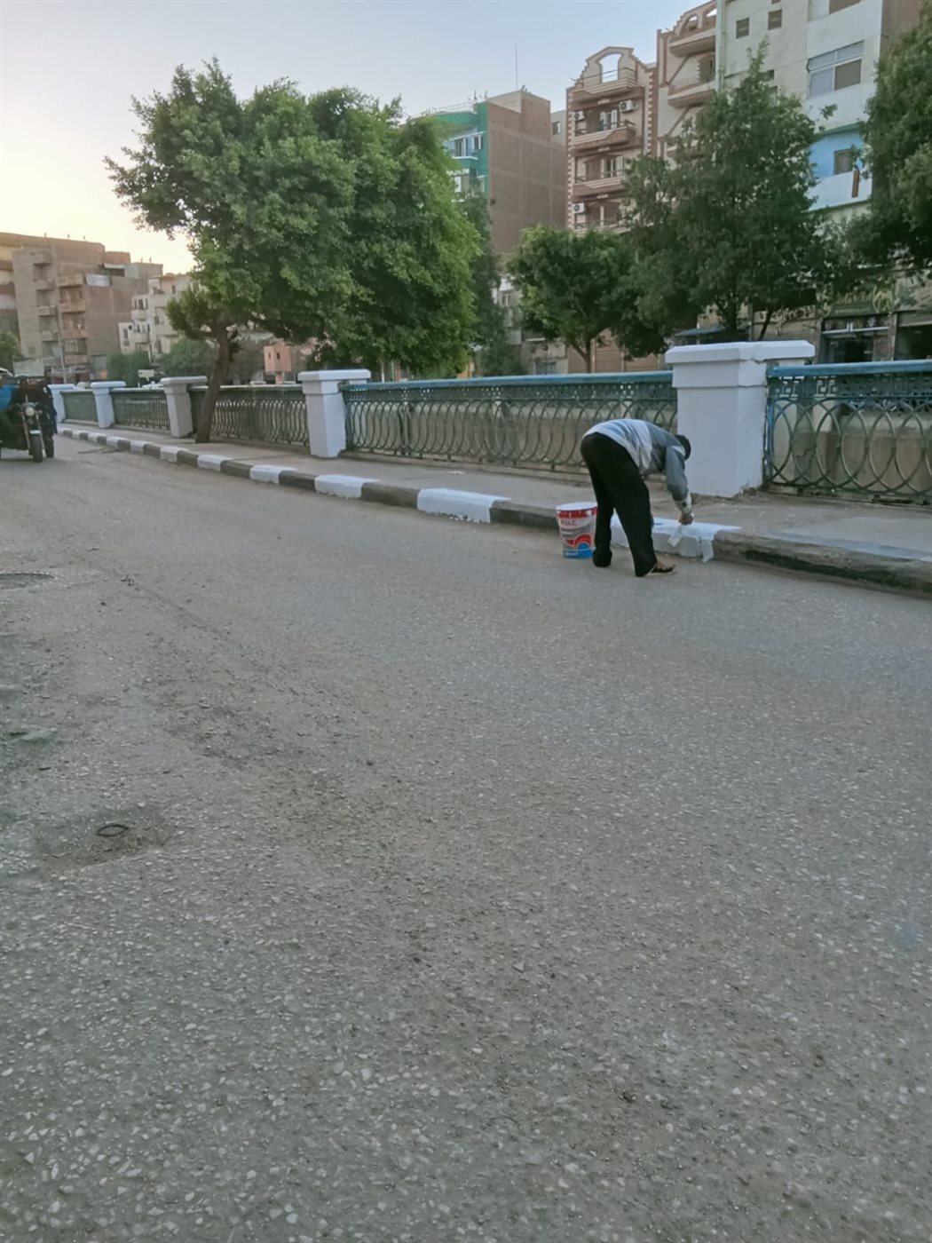 حي جنوب يواصل أعمال التجميل والنظافة بشارع كورنيش البحر بالفيوم<br>