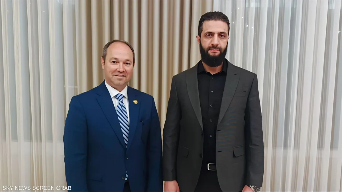 عضو مجلس النواب الأمريكي، مارلين ستاتزمان والرئيس السوري احمد الشرع
