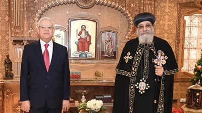 رئيس مجلس النواب يزور الكاتدرائية لتهنئة البابا تواضروس بعيد الميلاد المجيد