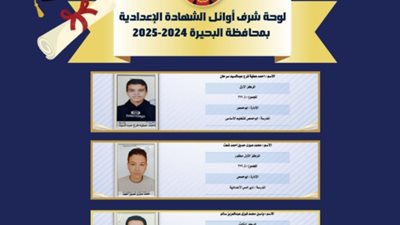 بالإسماء والصور .. ننشر أوائل الشهادة الإعدادية في البحيرة