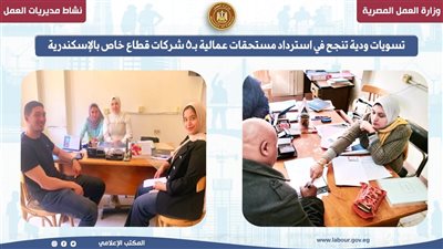 تسويات ودية تنجح في استرداد مستحقات عمالية بـ5 شركات قطاع خاص بالإسكندرية