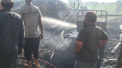 ماس كهربائي يتسبب في حريق بمزرعة مواشي بعزبة محارب بمحافظة الفيوم