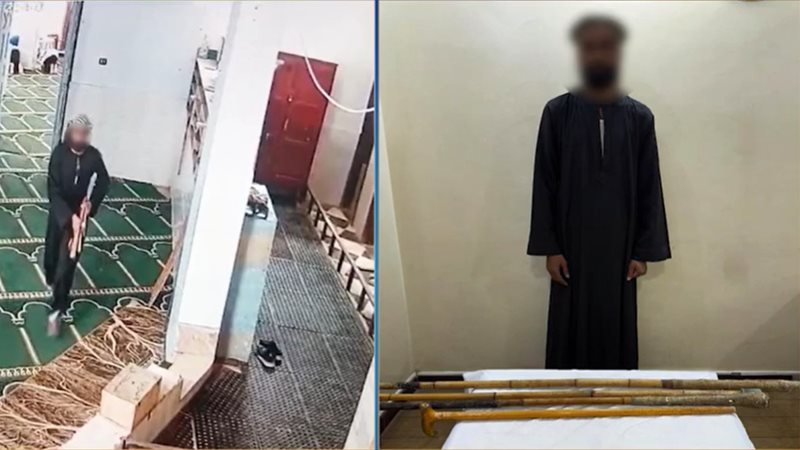 المتهم و أمامه المضبوطات