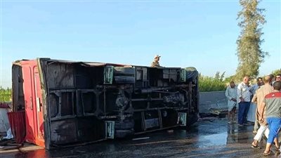 التفاصيل الكاملة لإصابة 28 راكبًا في حادث انقلاب أتوبيس بالشرقية