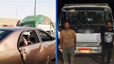 ضبط سائق سيارة نقل إصطدم بأخرى وتعدى على قائدها بالسب بطريق الأوتوستراد