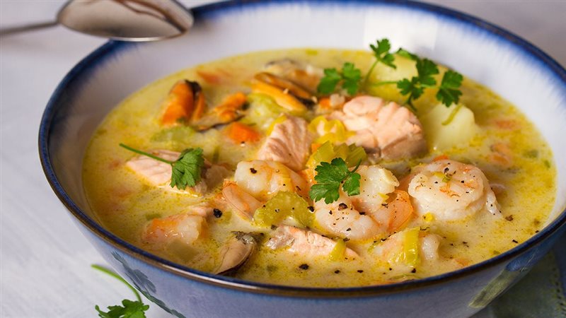 شوربة السي فود اللذيذة