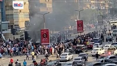 اشتعال سيارة في شارع عبدالله العربي بالحي السابع بمدينة نصر