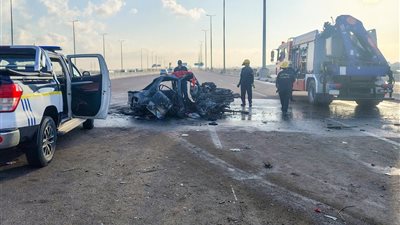 مصرع 3 أشخاص وإصابة آخر في احتراق سيارة بالطريق الدولي الساحلي بالإسكندرية 