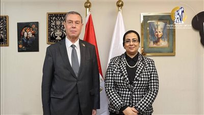 أمل عمار تستقبل السفير دياب اللوح سفير دولة فلسطين بالقاهرة