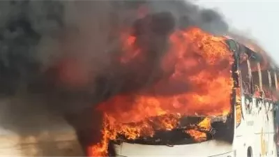 الأتوبيس ولع في الطريق.. تفاصيل اشتعال حافلة بالعمرانية 