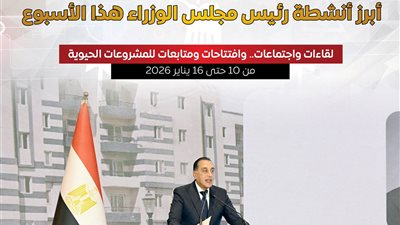 المركز الإعلامي لمجلس الوزراء يستعرض بالإنفوجراف أبرز أنشطة رئيس مجلس الوزراء