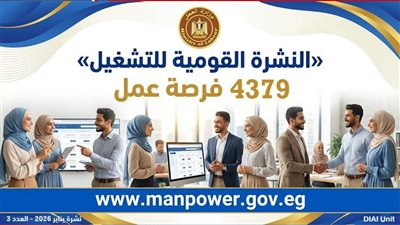 وزارة العمل: 4379 فرصة عمل جديدة في 12 محافظة ضمن نشرة التوظيف نصف الشهرية