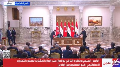 الرئيس السيسي وأردوغان يوقعان على البيان المشترك لمجلس التعاون الاستراتيجي