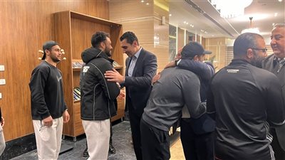  جوهر يستقبل منتخب المصارعة الرومانية عقب تتويج مصطفي حسين بالميدالية الذهبية