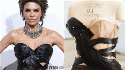 ليزا رينا ترتدي فستان مصنوع من 100 رطلا من وصلات الشعر الطبيعي بالأوسكار 