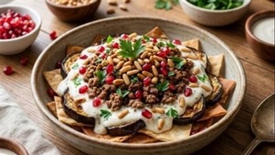 فتة الباذنجان بالزبادي والطحينة وصفة شهية تناسب جميع الوجبات 	
