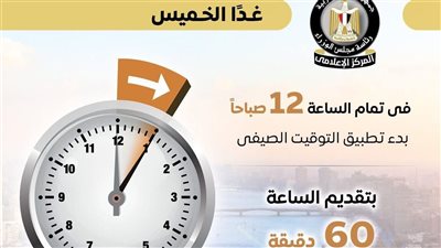 غدًا الخميس.. الحكومة تعلن بدء تطبيق التوقيت الصيفي في مصر  