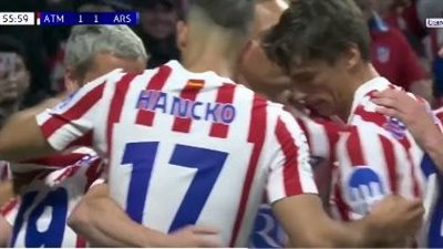 نتيجة وأهداف مباراة أتلتيكو مدريد وآرسنال الشوط الثاني (1-1) في ابطال اوروبا