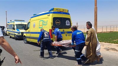 7 إصابات في حادث انقلاب توك توك بطريق بني سويف الواسطي الزراعي