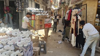حملات مكثفة لرفع الاشغالات بمنطقة العباسي بحي غرب المنصورة