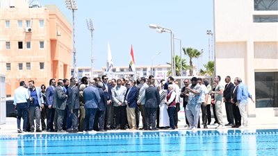 وزيرا الرياضة والتخطيط ومحافظ بورسعيد يتفقدون حمام سباحة البطل يوسف أحمد