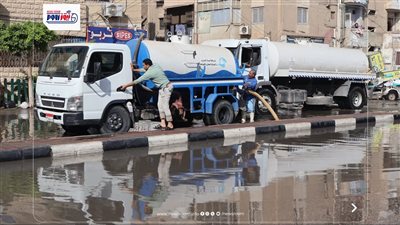 مياه الفيوم: إصلاح كسر طاريء بخط طرد صرف صحي بالحادقة وكسح المياه الناتجة عنه