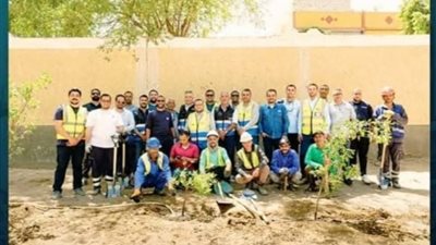 «إنبى» تشارك بحملة تشجير في محيط مشروع مجمع التكسير الهيدروجيني بأسيوط
